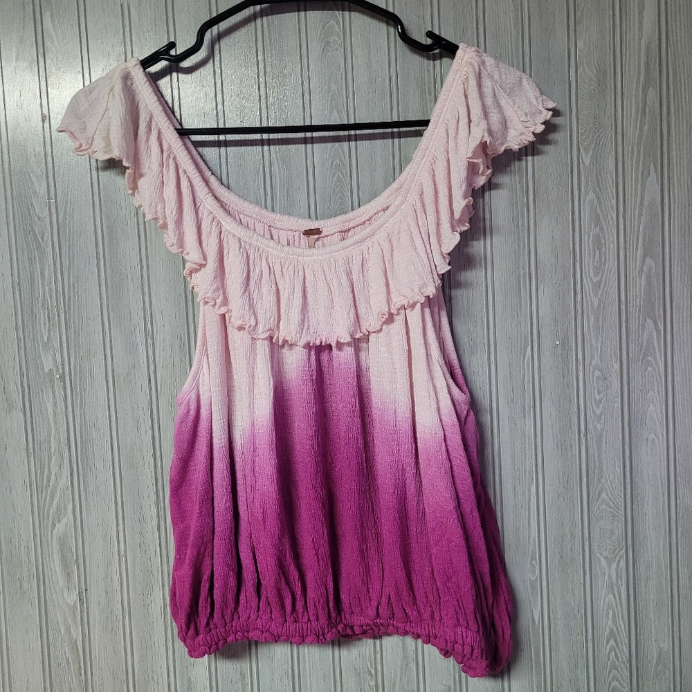 Free People Cora Lee Pink Ombre Off the Shoulder Shirt